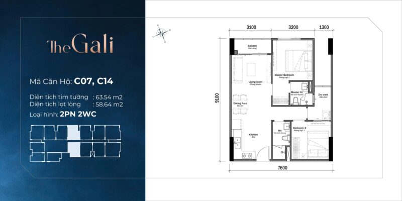 layout can ho 2pn thap the gali khai hoan prime